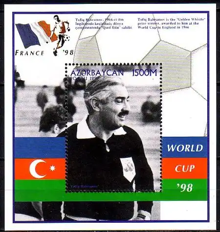 Aserbaidschan Mi.Nr. Block 33 Fußball-WM Frankreich, Schiedsrichter Bachramov