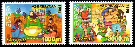 Aserbaidschan Mi.Nr. 438-39 Europa 98, Nationale Feste + Feiertage (2 Werte)