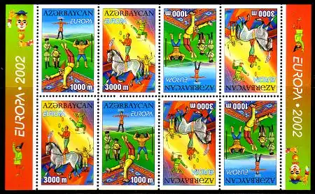 Aserbaidschan Mi.Nr. 513-14D im MHbog.(4x) Europa 2002, Zirkus, s.Beschreibung