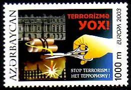 Aserbaidschan Mi.Nr. 543A Europa 2003, Plakatkunst, Stoppt Terrorismus (1000)