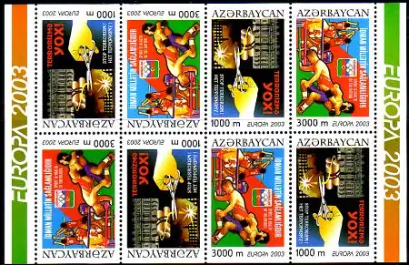 Aserbaidschan Mi.Nr. 543-44D im MHbog.(4x) Europa 2003, Plakatkunst