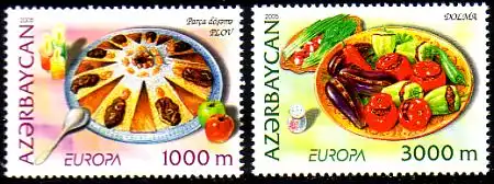 Aserbaidschan Mi.Nr. 608-09A Europa 2005, Gastronomie (2 Werte)