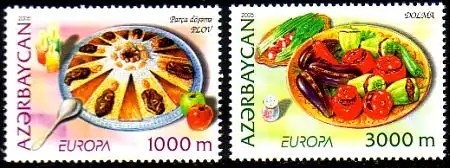 Aserbaidschan Mi.Nr. 608-09A Europa 2005, Gastronomie (2 Werte)