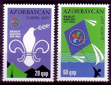 Aserbaidschan Mi.Nr. 679-80A Europa 07, Pfadfinder, vierseitig gez. (2 Werte)
