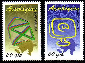 Aserbaidschan Mi.Nr. 715-16A Europa 2008, Der Brief (2 Werte)