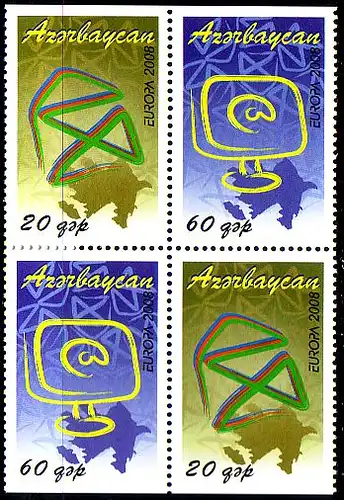 Aserbaidschan Mi.Nr. Zdr.715-16D Europa 2008, Der Brief, s. Beschreibung