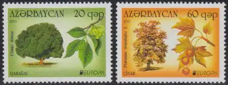 Aserbaidschan Mi.Nr. 840-41A Europa 11, Der Wald (2 Werte)