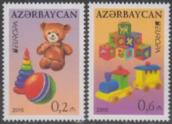 Aserbaidschan MiNr. 1093-94A Europa 15, Hist.Spielzeug,u.a.Teddy,Eisenbahn (2W.)
