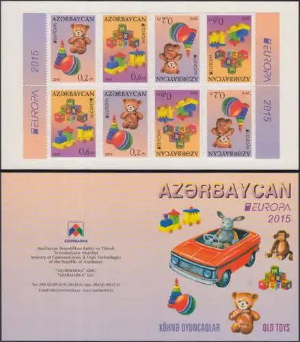 Aserbaidschan MiNr. MH mit 1093/94D Europa 15, Hist.Spielzeug (s.Beschreibung)