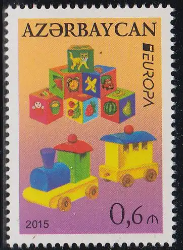 Aserbaidschan MiNr. 1094A Europa 15, Hist.Spielzeug,u.a.Eisenbahn (0,6)