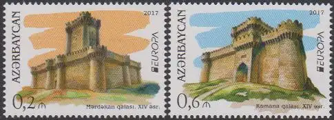 Aserbaidschan MiNr. 1193-94A Europa 17, Burgen u.Schlösser (2 Werte)