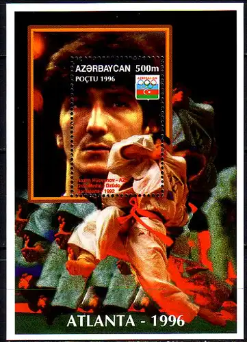 Aserbaidschan Mi.Nr. Block 20 Olympia 1996, N. Hüseynov, Judo Goldmedaille 1992