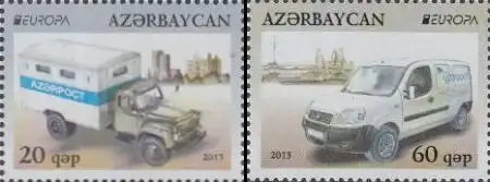 Aserbaidschan Mi.Nr. 973-74A Europa 13 Postfahrzeuge (2 Werte)