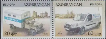 Aserbaidschan Mi.Nr. Zdr.973Dl+974Dr Europa 13 Postfahrzeuge