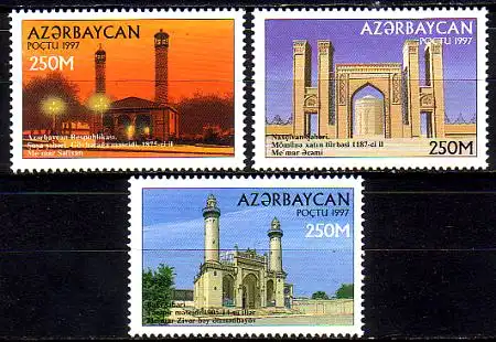 Aserbaidschan Mi.Nr. 395-97 Moscheen (3 Werte)