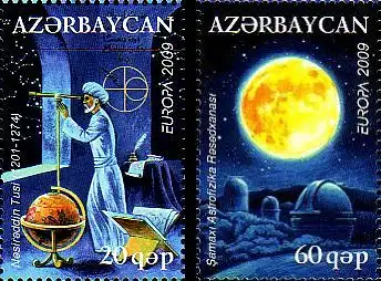 Aserbaidschan Mi.Nr. 758-59A Europa 2009, Astronomie (2 Werte)