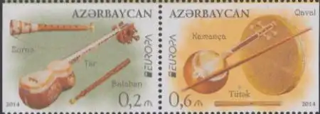Aserbaidschan Mi.Nr. Zdr.1038Dl+1039Dr Europa 14 Volksmusikinstrumente