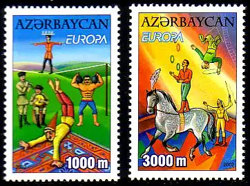 Aserbaidschan Mi.Nr. 513-14A Europa 2002, Zirkus (2 Werte)