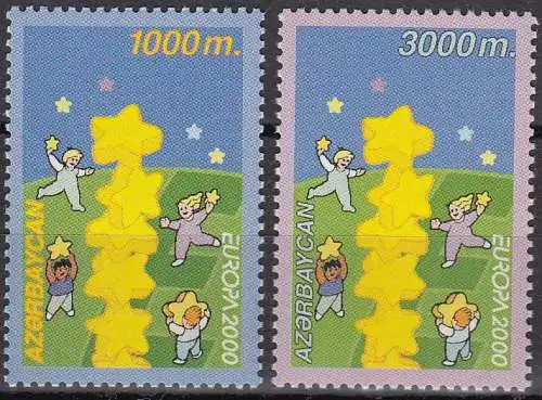 Aserbaidschan Mi.Nr. 461-462 A Europa 2000, Kinder bauen Sternenturm (2 Werte)