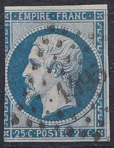 Frankreich MiNr. 14 Freim. Kaiser Napoleon III. (25c) gestempelt, siehe Bilder!