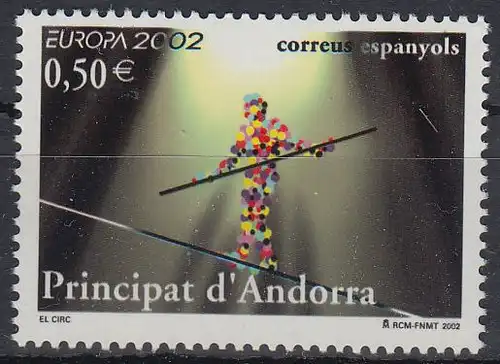 Andorra span Mi.Nr. 290 Europa 2002: Zikus: Seiltänzer (0,50)