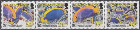 Ascension Mi.Nr. Zdr.989-92 Weltweiter Naturschutz, Kaiserfisch (4 Werte)