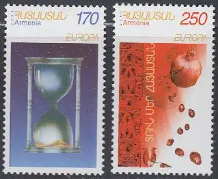 Armenien Mi.Nr. 477-78 Europa 03, Plakatkunst, Ornamente, Granatäpfel (2 Werte)