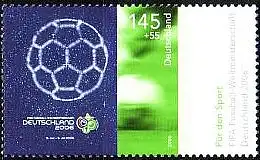 D,Bund Mi.Nr. 2521 Sporthilfe 2006, Fußball-WM, WM-Plakat + Spielszene (145+55)