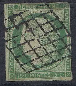 Frankreich MiNr. 2 Freim. Ceres (15c) gestempelt, 2. Wahl, siehe Bilder!