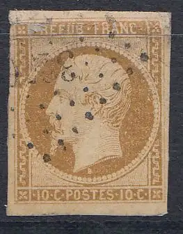 Frankreich MiNr. 8 Freim. Lois Napoleon (10c) gestempelt, 2. Wahl, siehe Bilder!