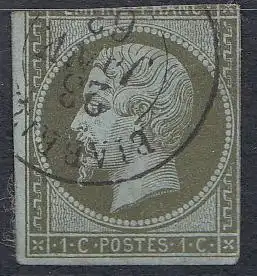 Frankreich MiNr. 10 Freim. Kaiser Napoleon III. (1c) gestempelt, siehe Bilder!