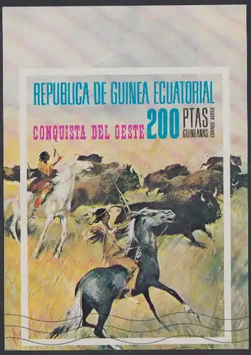 Äquatorialguinea Mi.Nr. Block 127 Der Wilde Westen, Indianer jagen Büffel 