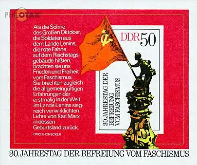 D,DDR Mi.Nr. Block 42 Befreiung, Russischer Soldat hießt Flagge auf Reichstag