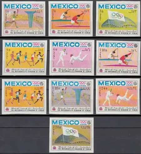 Jemen (Königreich) Mi.Nr. 493-502B Olympia 1968 Mexiko (10 Werte)