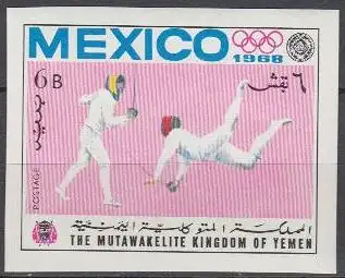 Jemen (Königreich) Mi.Nr. 497B Olympia 1968 Mexiko, Fechten (6)