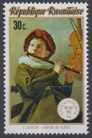 Ruanda Mi.Nr. 642A Int.Bfm.ausstellungen, Gemälde Leyster, Junge mit Flöte (30)