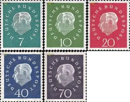 D,Bund Mi.Nr. 302-306 Heuss (5 Werte)