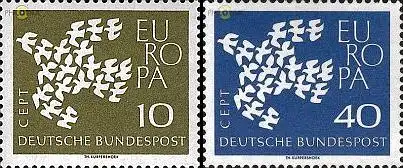 D,Bund Mi.Nr. 367-368x Europa 61, Tauben (2 Werte)