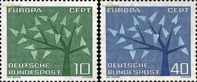 D,Bund Mi.Nr. 383-384 Europa 62, Stilis. Baum (2 Werte)
