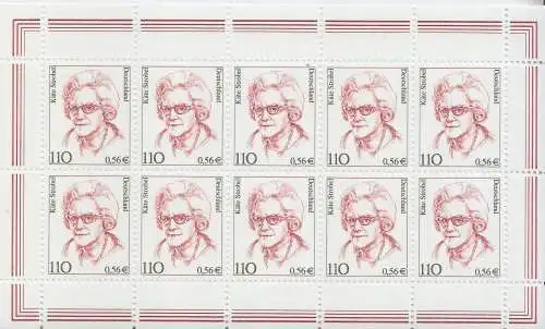 D,Bund Mi.Nr. Klbg. 2150 Freimarken "Frauen", Käte Strobel (m.10x2150)