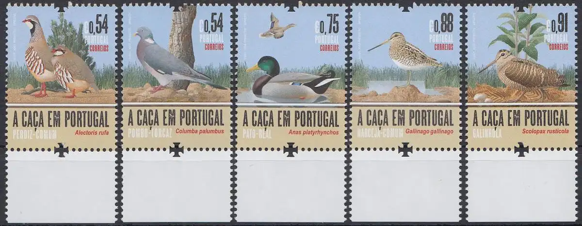 Portugal MiNr. 4736-4740 Jagd in Portugal, Vögel (5 Werte)