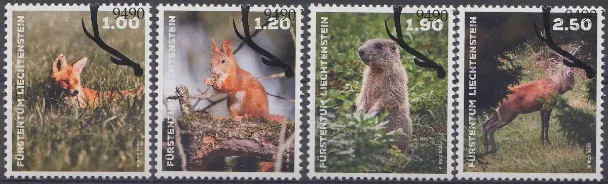 Liechtenstein MiNr. 2112-2115 Wildtiere (4 Werte)