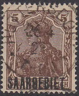 Saargebiet Mi.Nr. 44 Marke Deutsches Reich, Germania mit Aufdruck SAARGEBIET (5)