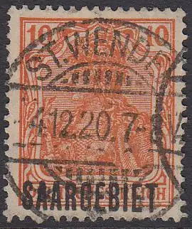 Saargebiet Mi.Nr. 45 Marke Deutsches Reich, Germania m. Aufdruck SAARGEBIET (10)