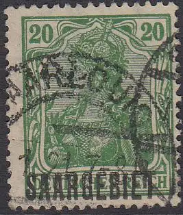 Saargebiet Mi.Nr. 46 Marke Deutsches Reich, Germania m. Aufdruck SAARGEBIET (20)