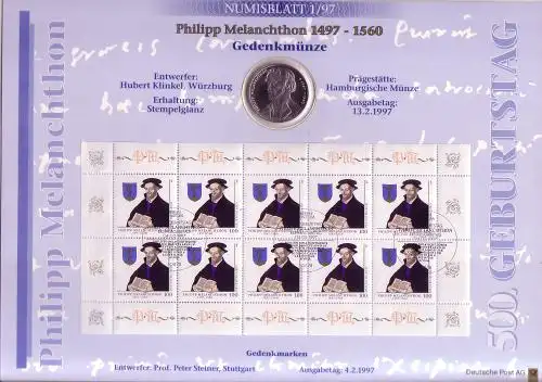 D,Bund, 500. Geburtstag von Philipp Melanchton (Numisblatt 1/1997)