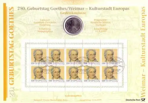 D,Bund, Joh.Wolfg. von Goethe (Numisblatt 3/99)