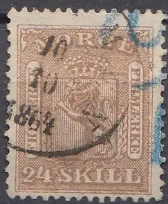 Norwegen Mi.Nr. 10 Freim. Wappen (24 Sk) gestempelt