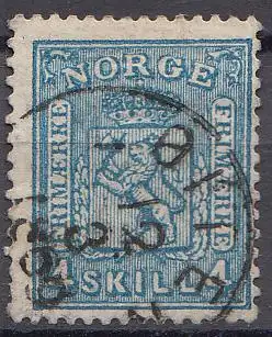 Norwegen Mi.Nr. 14 Freim. Wappen (4 Sk) gestempelt