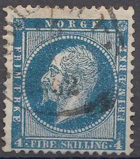 Norwegen Mi.Nr. 4 Freim. König Oskar I. (4 Sk) gestempelt